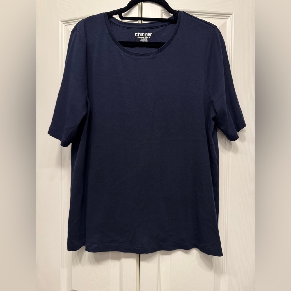 Chico's Dark Navy Blue Cotton T-Shirt